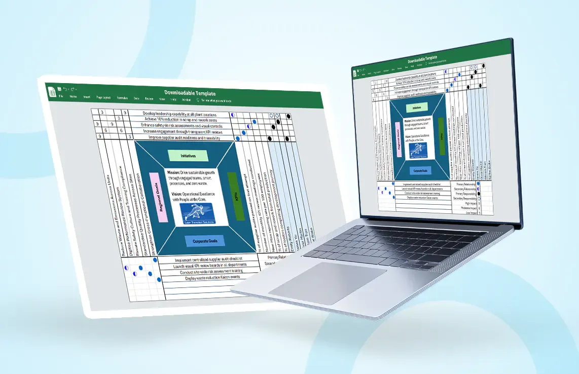 Hoshin Kanri X matrix free excel template