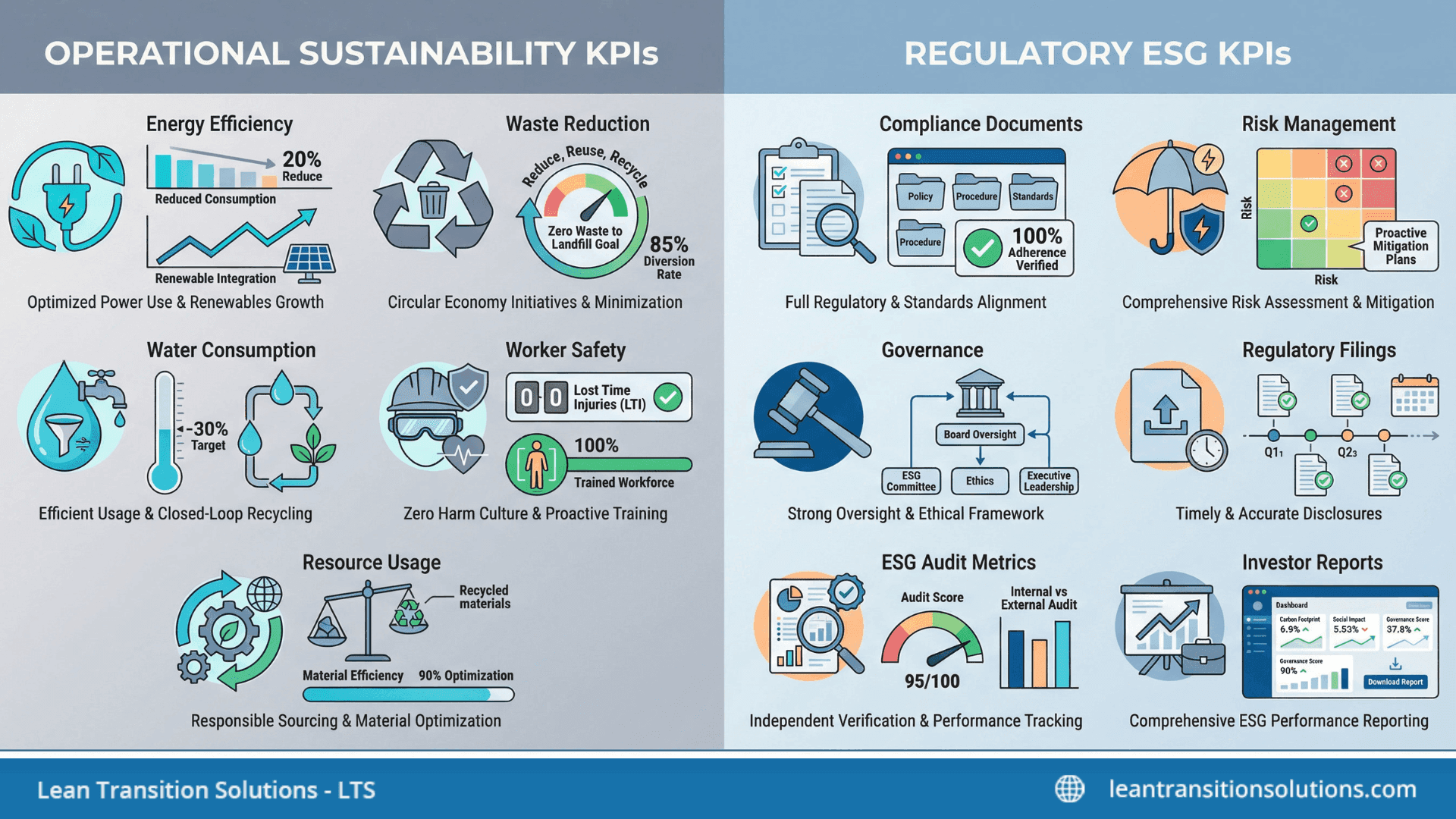 Sustainability KPIs for operations vs ESG KPIs for regulators